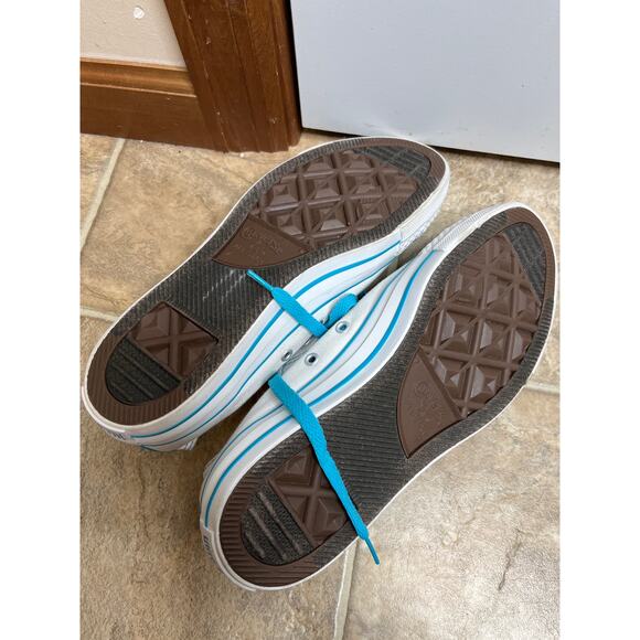 Converse All Star Double Tongue Low Top Sneakers Turquoise Blue and White Size 9 - Picture 6 of 7